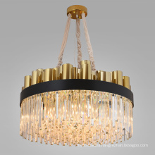 Indoor luxury modern lustre large round gold metal light crystal chandelier lighting for hotel